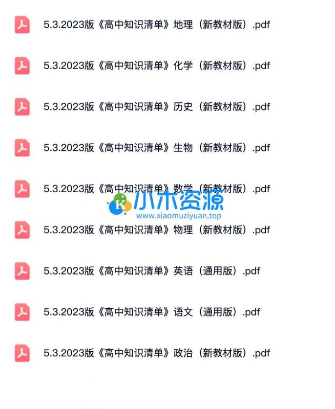 高中9科知识清单电子文档-小木资源-k12教育