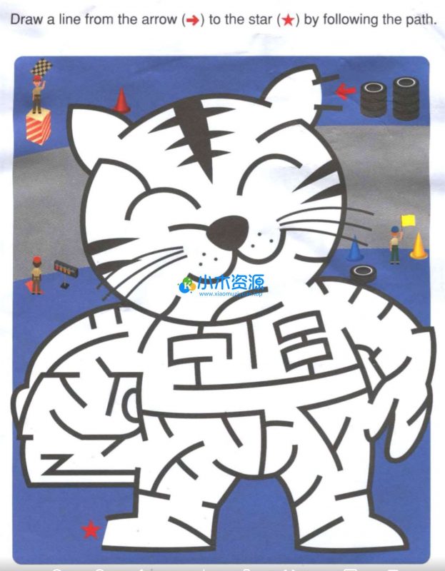 幼儿童迷宫电子版字母数字识字迷宫专注力训练早教素材可打印-小木资源-k12教育